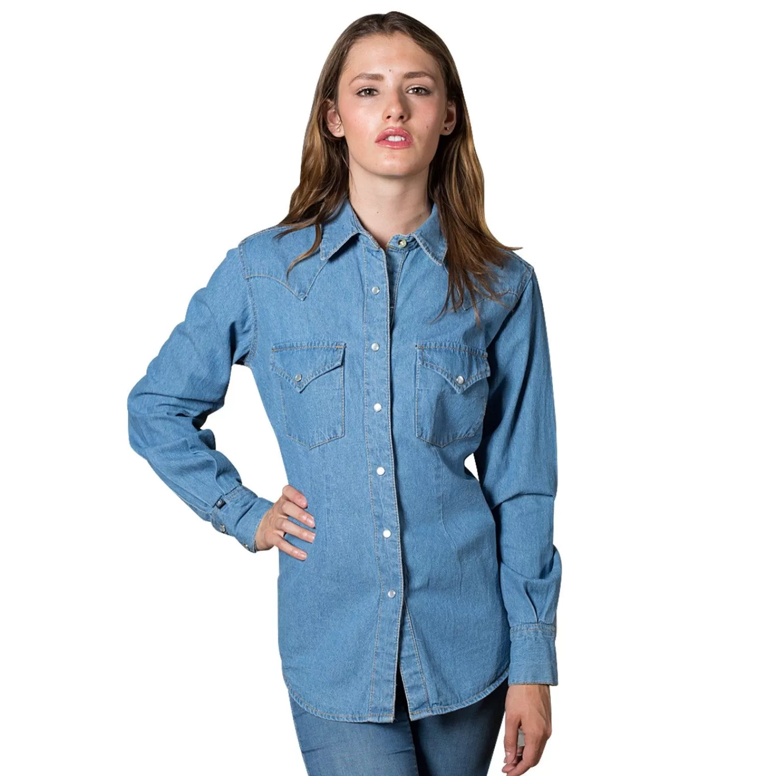 Rockmount Women'S Stonewashed Denim Classic Western Shirt Sale