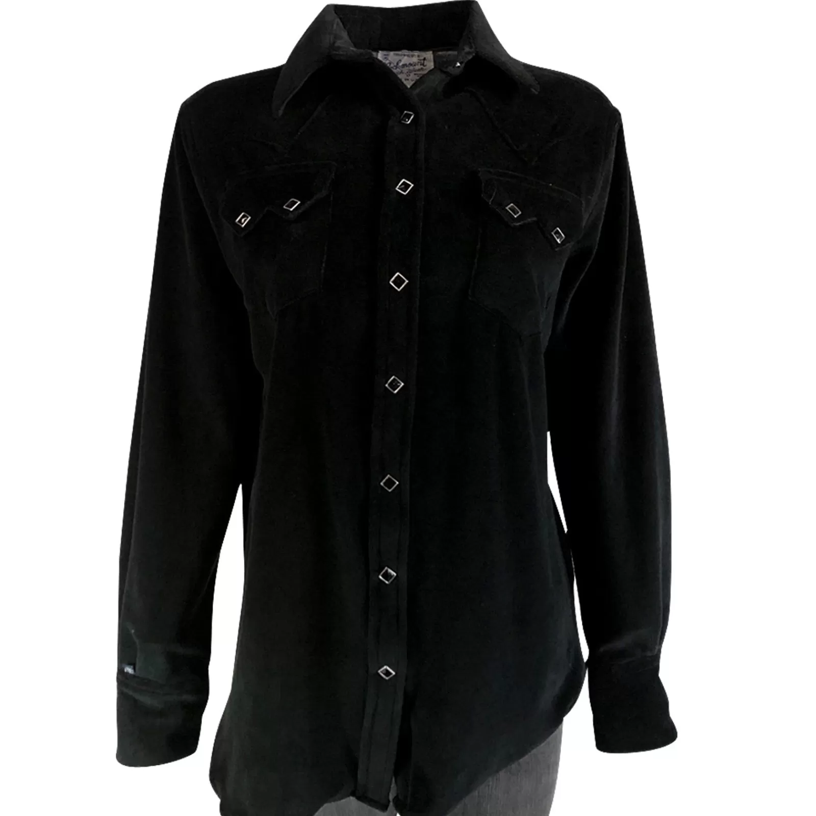 Rockmount Women'S Velvet Cotton Blend Solid Black Western Shirt Outlet