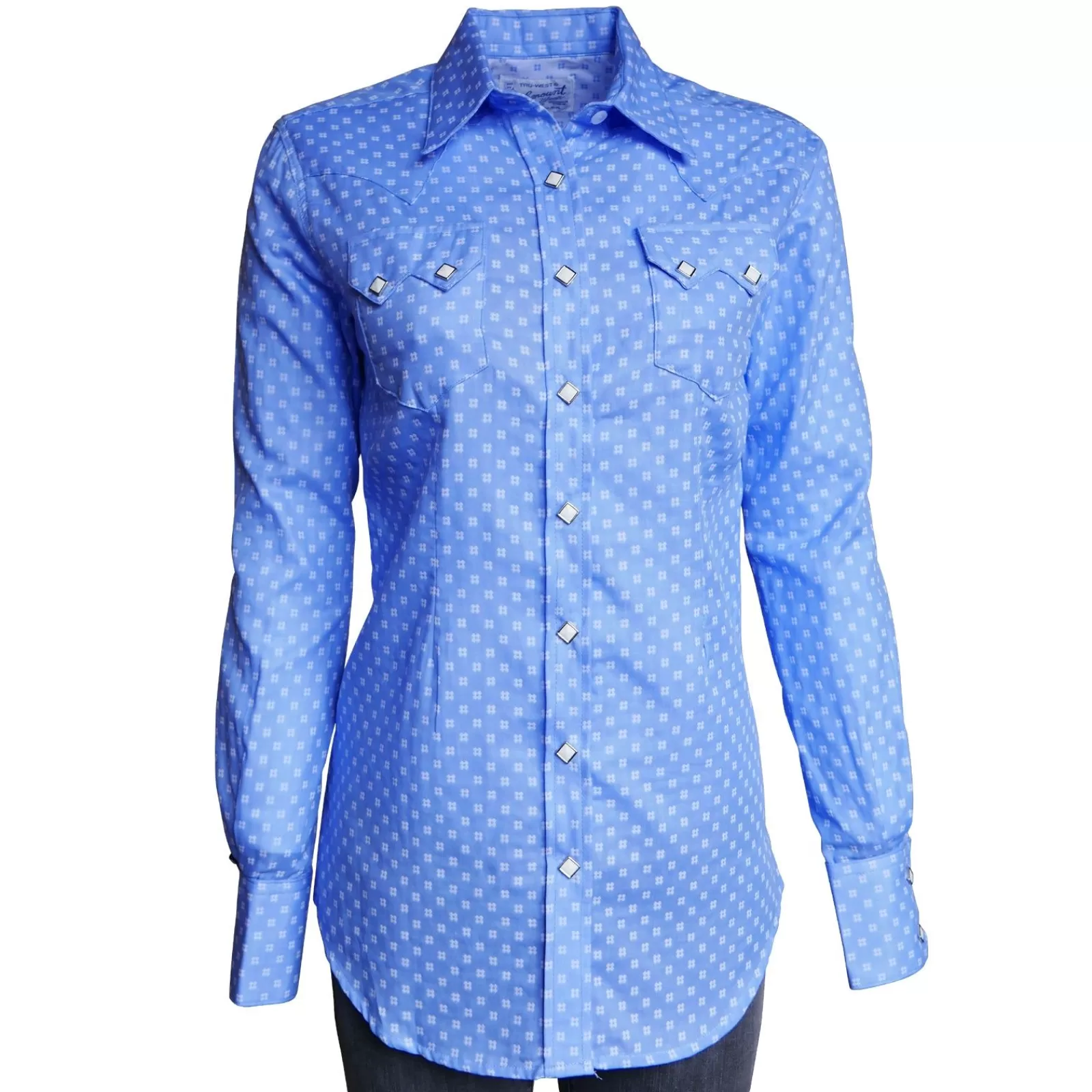 Rockmount Women'S Vintage Blue Dobby Western Shirt New