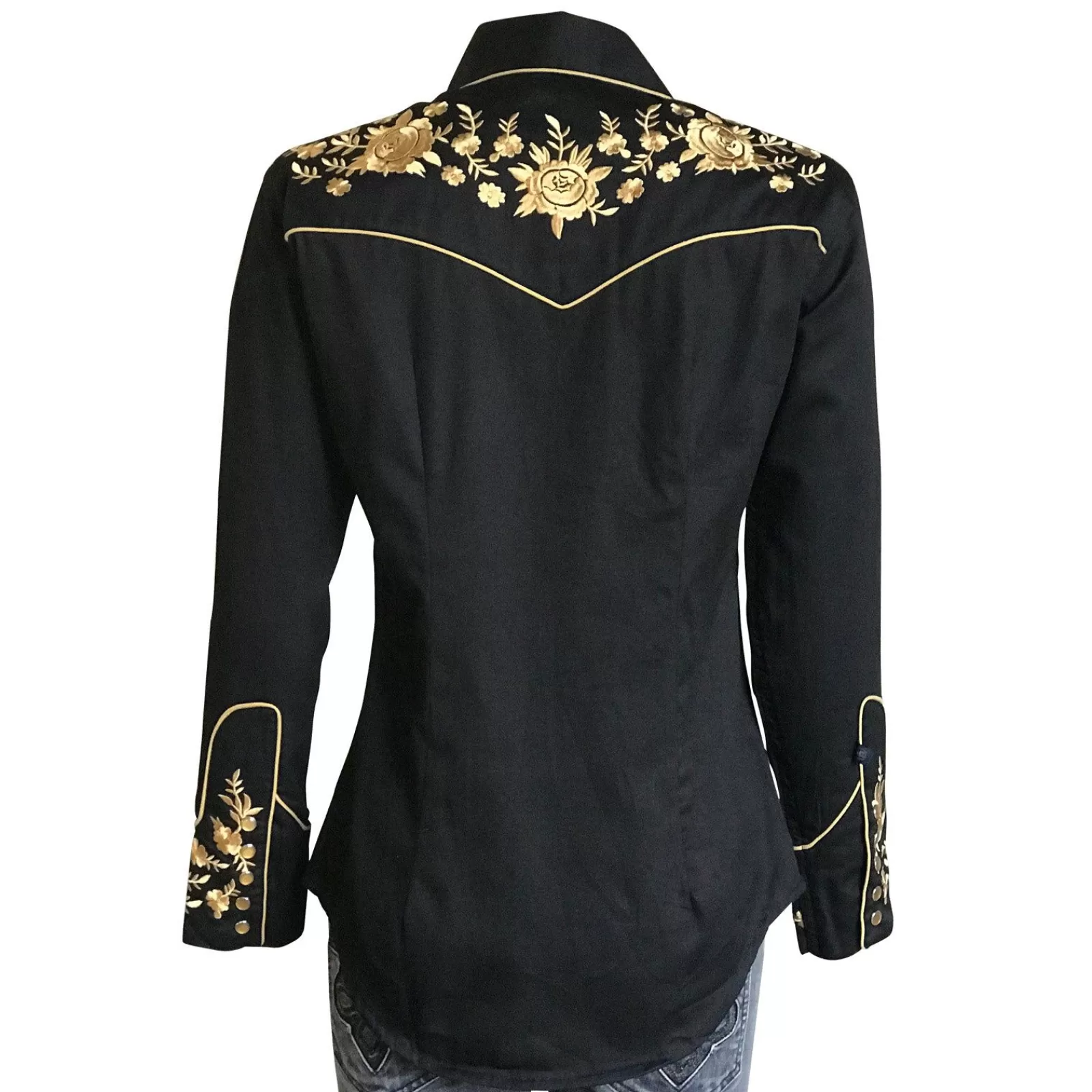 Rockmount Women'S Vintage Cascading Floral Embroidery Black Western Shirt Online