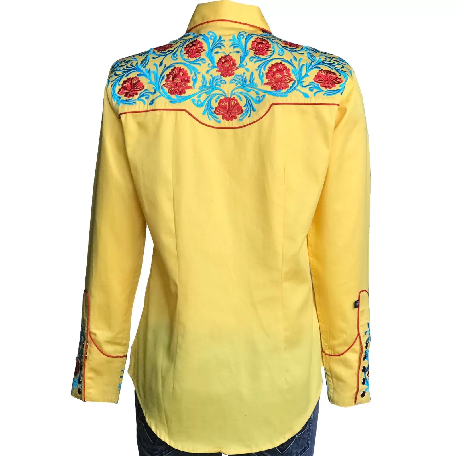 Rockmount Women'S Vintage Floral Embroidery Gold Western Shirt Cheap