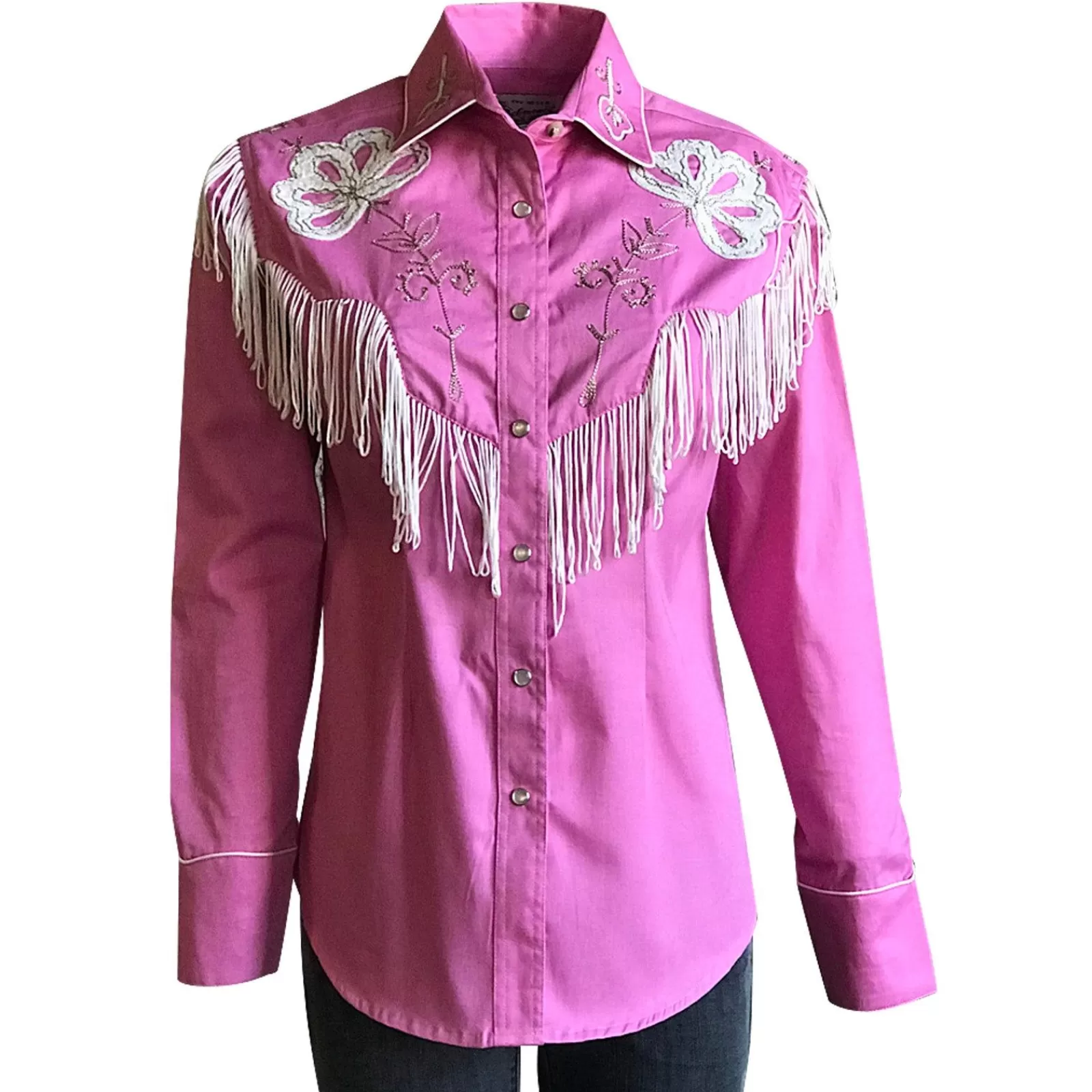 Rockmount Women'S Vintage Fringe Pink Embroidered Western Shirt Sale