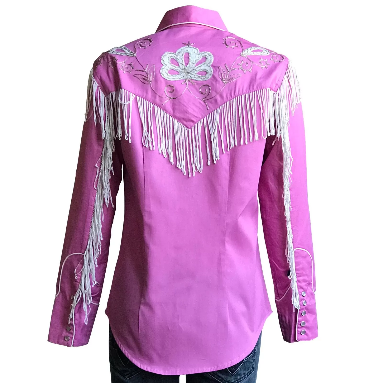 Rockmount Women'S Vintage Fringe Pink Embroidered Western Shirt Sale