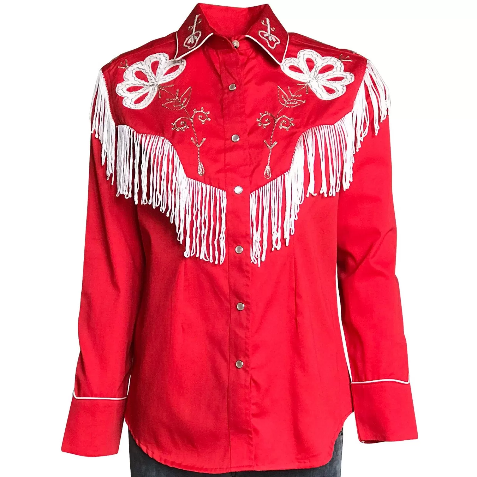 Rockmount Women'S Vintage Fringe Red Embroidered Western Shirt Cheap