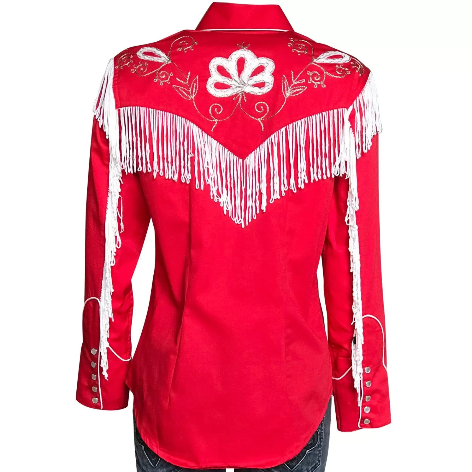 Rockmount Women'S Vintage Fringe Red Embroidered Western Shirt Cheap