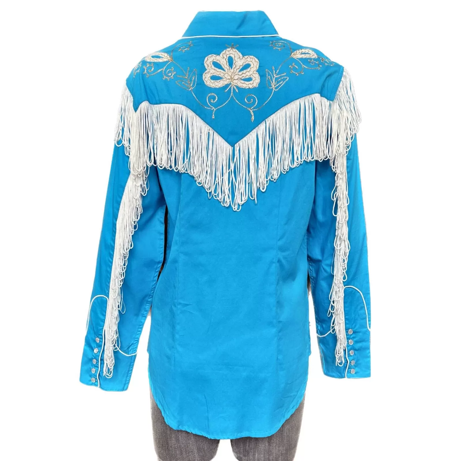 Rockmount Women'S Vintage Fringe Turquoise Embroidered Western Shirt Hot
