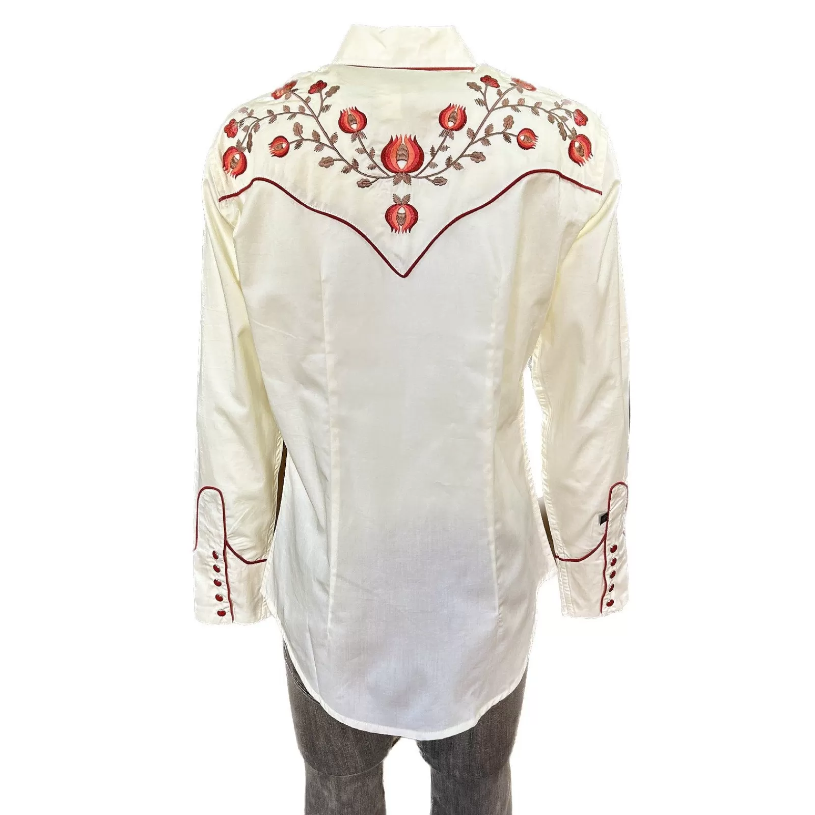 Rockmount Women'S Vintage Ivory Thistle Floral Embroidery Western Shirt Sale