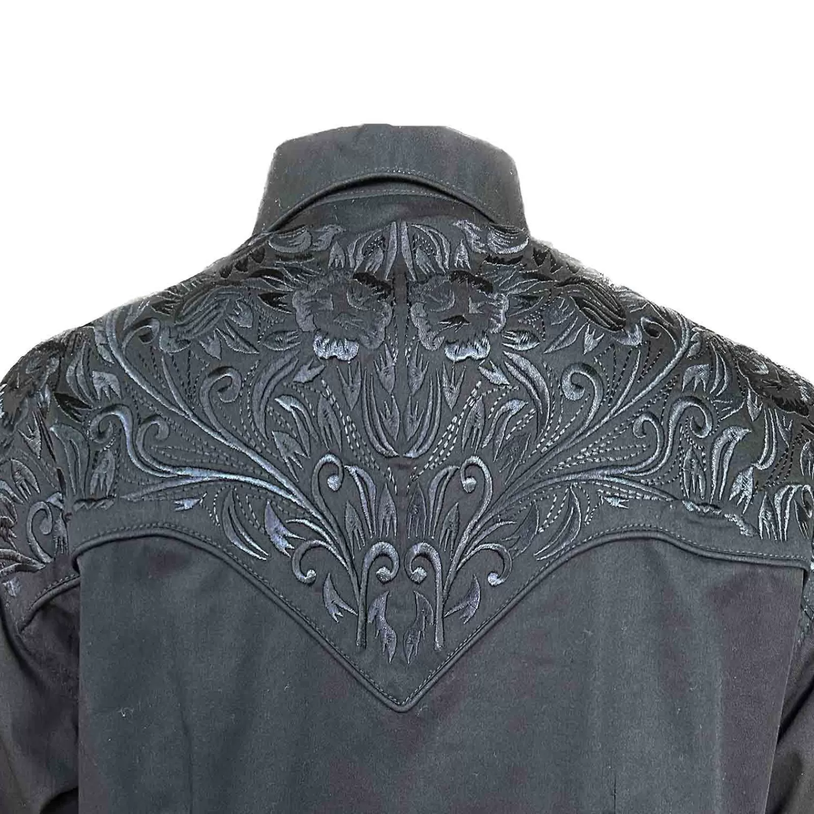 Rockmount Women'S Vintage Tooling Embroidery Black-On-Black Western Shirt Hot