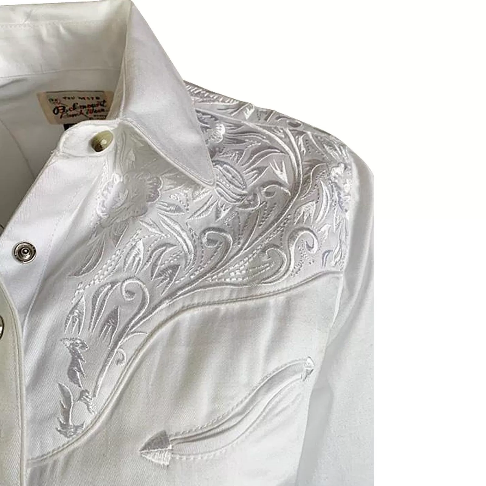 Rockmount Women'S Vintage Tooling Embroidery White-On-White Western Shirt Cheap