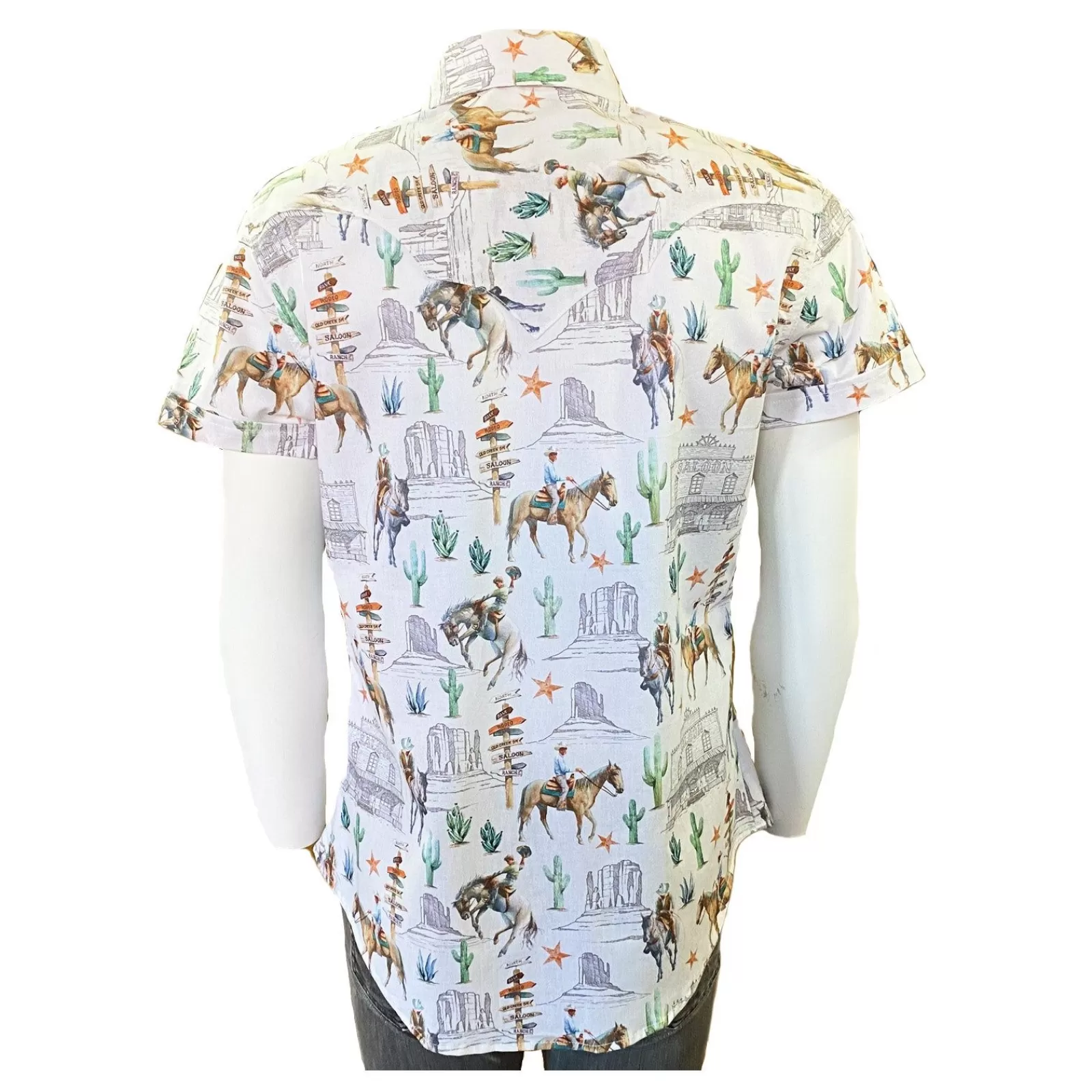 Rockmount Women'S Vintage Western Print Short Sleeve Shirt In Ivory Outlet