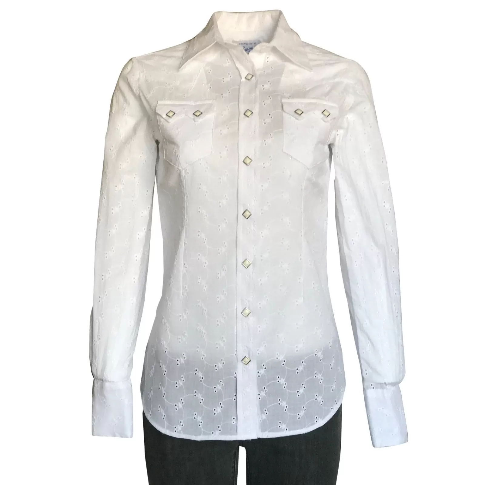 Rockmount Women'S White Eyelet Embroidery Western Shirt Store